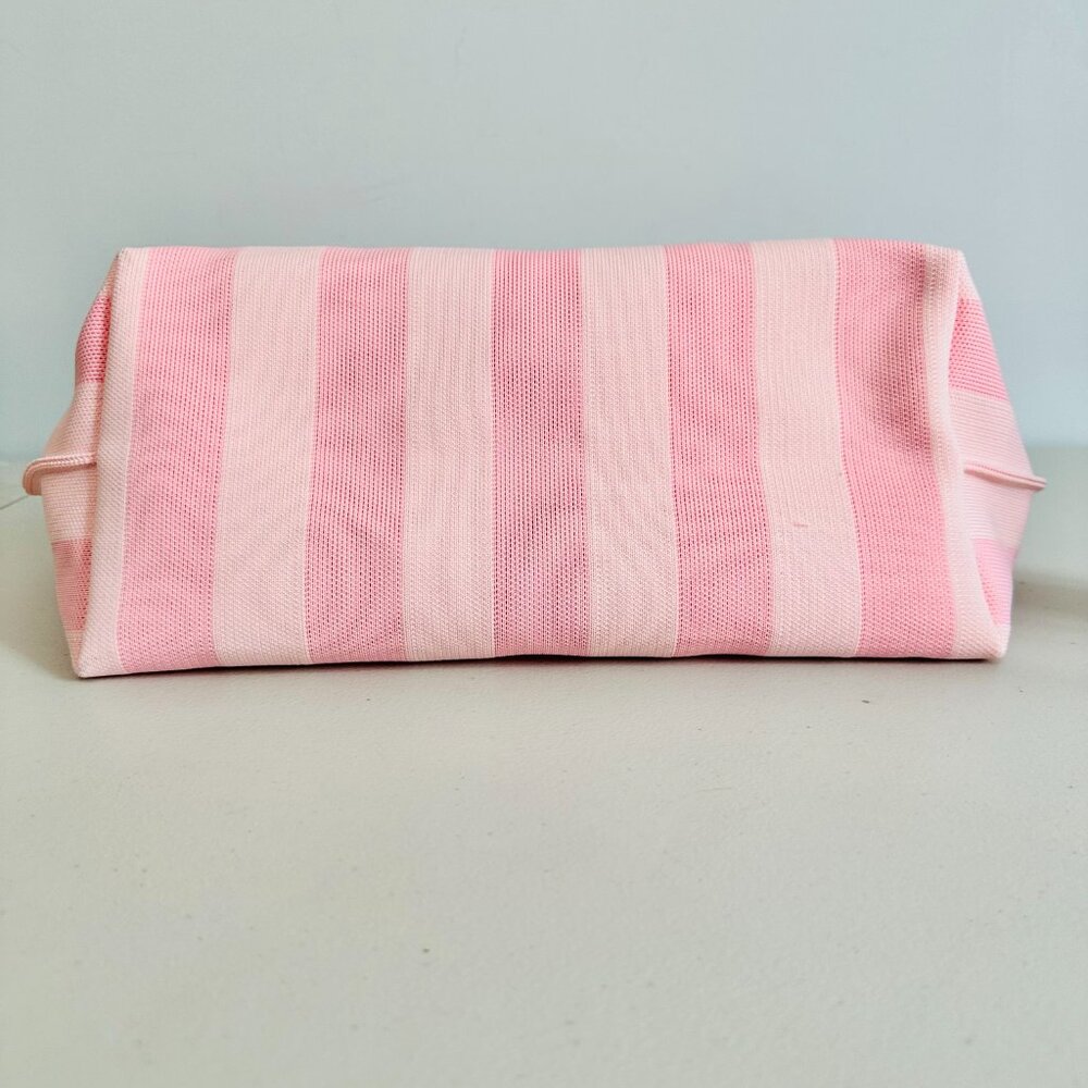 VIVERE  LIGHT PINK STRIPES KNIT SHOPPER TOTE BAG - Picture 7 of 8